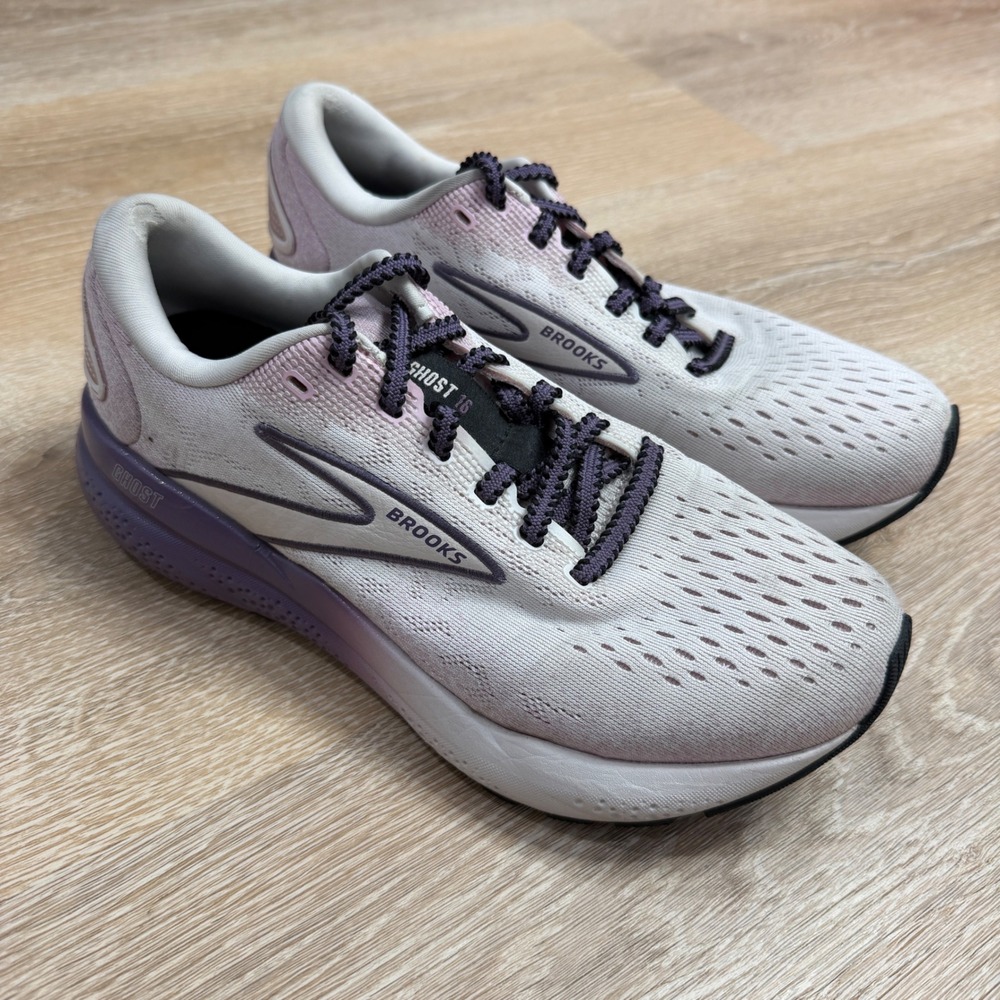 Brooks Ghost 16 Womens Running Shoes White Purple Ombre 1204071B082 Size 7 B